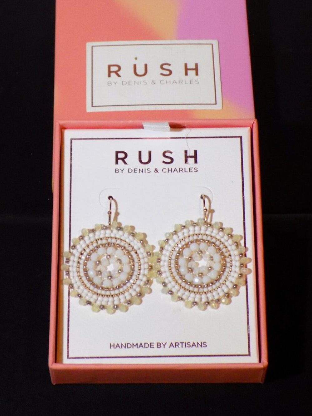 New Rush by Denis & Charles Handmade Seed Bead Mandala Artisan Earrings